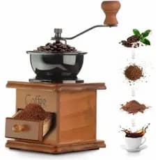 Moedor De Café Manual Gourmet C/ Regulagem De Moagem Transforma Em Pó Moedor De Mão De Madeira Marrom Portátil De