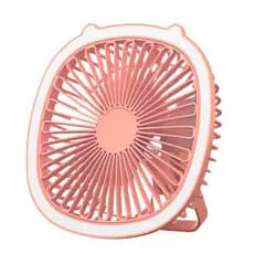 Ventilador Portátil Com Luz de Led Recarregável 3 Velocidades