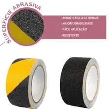 FITA ADESIVA LIXA ANTIDERRAPANTE DE (5m x 50mm) AMARELA/PRETA RAMPA ESCADA PISO TODA PRETA