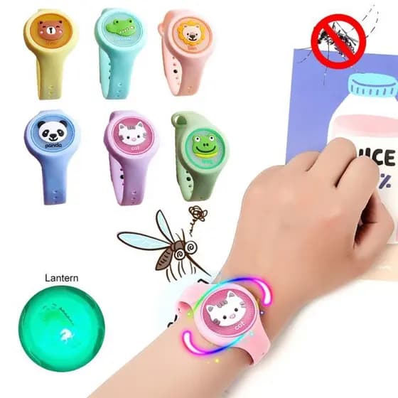 Pulseira Relógio Repelente de Mosquito Infantil Citronela Criança Bebe