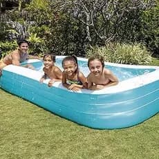 Piscina Inflável Retangular Infantil 3 Anéis 2.6m 2700 L Piscina Inflável Playground Swimming Pool Adulto Piscina Grande