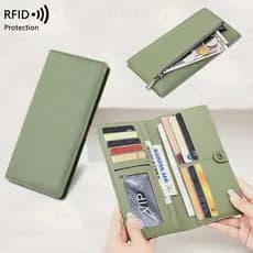 Novo Estilo de Escova RFID Anti-Roubo Carteira de Senhoras Carteira de Couro PU Cor Sólida Porta-cartões Ultra-Thin Carteira Longa Feminina