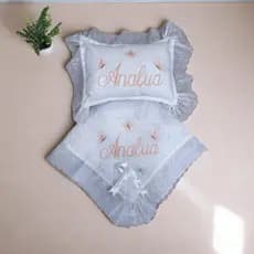 Kit Manta De lese + Travesserio Bêbe Personalizados