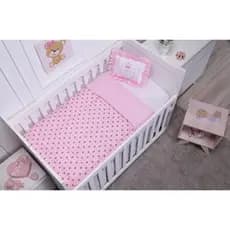 Kit Edredom Berço Americano Dupla Face + Almofada Bordada 02 Peças Quarto Infantil Menino Menina