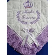 Manta De Lese Bordada e Forrada Coroa Minha Princesa/Meu Príncipe/Personalizada Infantil