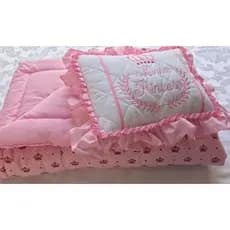 Kit Edredom Berço Americano Dupla Face + Almofada Bordada 02 Peças Quarto Infantil Menino Menina