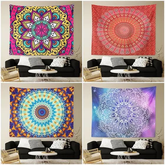 Tapeçaria de mandala, tapeçaria de parede, tapeçaria decorativa para casa