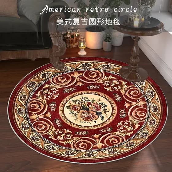 200 * 200cm Tapete Redondo Persa Retro Americano para Sala de Estar Mesa de Café Sofá Padrão de Quarto***&