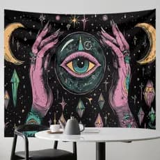 Tapeçaria da Série Religião Misteriosa Lua Sol Cores Vibrantes Tecido Pendurado Decoração de Parede para Casa