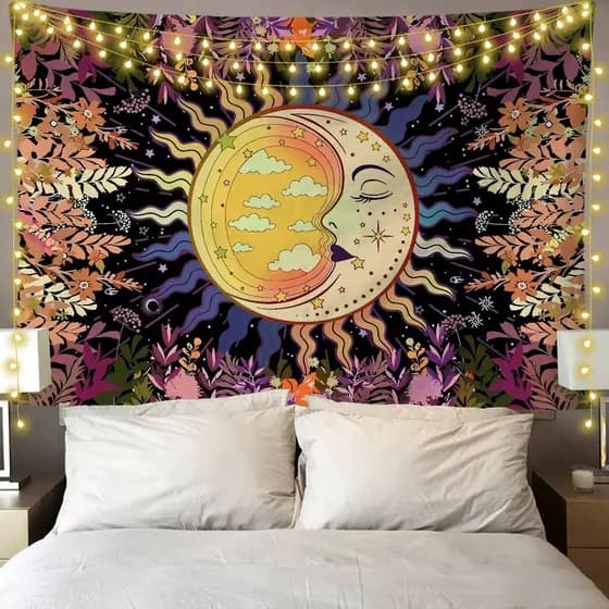 Nova Tapeçaria de Sol e Lua Europeia e Americana Tarot Fases da Lua Sala de Estar Quarto Fundo de Parede Tecido de Arte