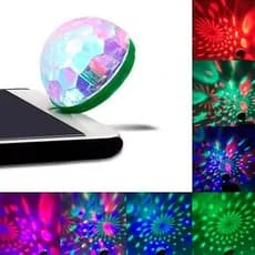 Mini Globo LED RGB Colorido USB Luz Festa DJ Som Musical Strobo Ambiente Quarto Celular