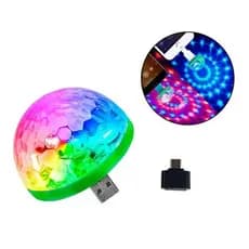 Lampada Mini Bola Maluca RGB USB Luz Colorida Sound Music Piscando com Som Festa DJ