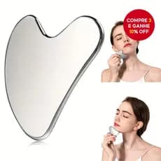 Placa Gua Sha Aço Inoxidável Massageador Facial Natural Lifting Contorno Facial