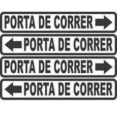 Kit com 4 Adesivos Porta de correr Sinalização para Porta Impresso em Fundo Branco Vinil Premium
