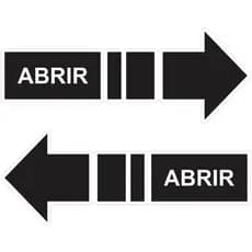 Kit com 2 Adesivos Porta de correr Abrir Sinalização para porta impresso em fundo branco