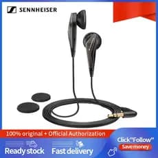 Sennheiser MX375 Fones De Ouvido Originais Intra-Auriculares Com Fio De 3.5 Mm Duplo Pure Bass Som Estéreo Para Jogos Ca