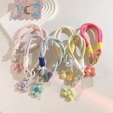 Flor colorida pingente saco cordão do telefone móvel multifuncional câmera pingente chaveiro