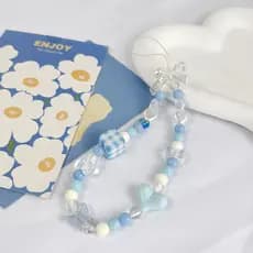 Novo doce arco quadrado frisado cordão do telefone móvel moda feminina saco chave pingente