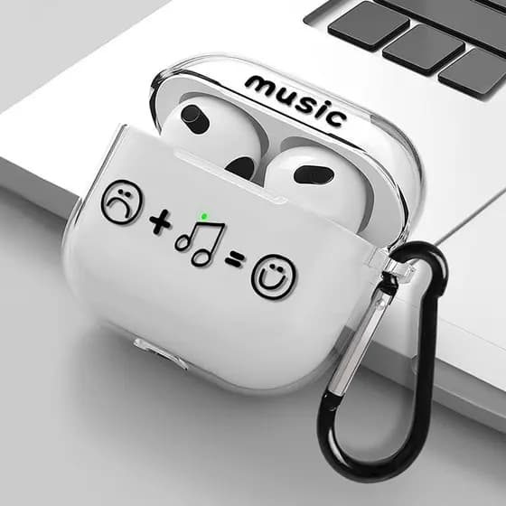Adequado para apple AirPodsPro3 apple pintado nota Bluetooth fone de ouvido caso transparente 3a geração escudo macio pr