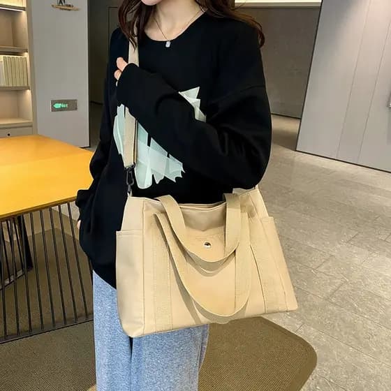 Novo estilo bolsa de lona feminina grande capacidade bolsa de ombro All-Match bolsa de viagem