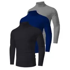 Kit 3 Camisa Gola Alta Proteção Solar UV 50+ Modelo Premium Treino Fitness Academia Camiseta Segunda Pele