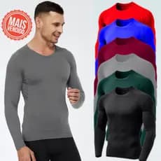 Camisa Térmica Masculina Manga Longa Proteção UV 50+ Academia Treino Fitness Lisa