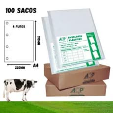100 Sacos 4 Furos Envelopes Plásticos Transparentes A4 Ofício 230x310mm
