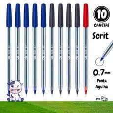 KIT 10 Canetas Esferográficas Cis Scrit 0.7mm Ponta Fina