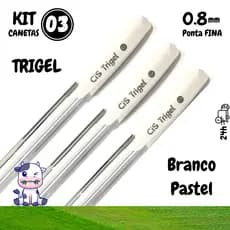 Kit 03 Canetas Gel Cis Trigel Branca 0.8mm Ponta Fina Tom Pastel Ideal Para Papel Preto Designer de Sobrancelhas