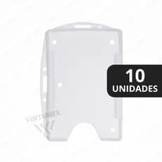 Porta Crachá Vertical e Horizontal Rígido Transparente - 10 Unidades