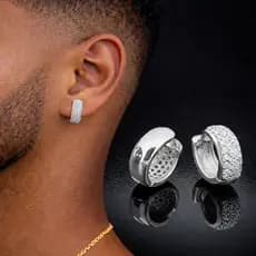 Brinco Cravejado Argola Prata 925 banhado Estilo Neymar Unissex Zirconia