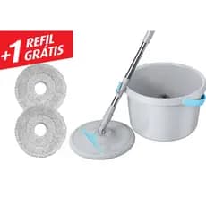 Kit Refil Grátis Rodo Mop Balde Fast Twister Centrífuga 3 Em 1