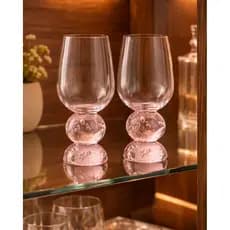 Kit Taças Bubble Glass Base Esfera 500ml De Vidro Jogo 2 4 6 Copo Rosa Azul Verde Ambar Transparente