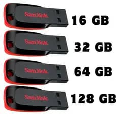 Pendrive Sandisk Pen drive 16 GB - Pen drive 32 GB - Pen drive 64 GB - Pen drive 128 GB -  Cruzer Blade