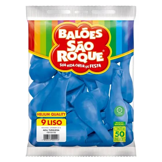 Balão Bexiga Nº 9 Polegadas Azul Turquesa - 50 Unidades - Festa Infantil - Decoração - Aniversário