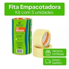 Kit 5 Fita Durex Adesiva Empacotadora Koretech 45mm x 45m - Transparente - Mudanças - Embalagens