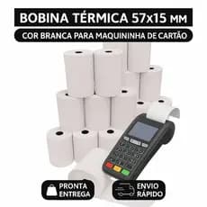 Bobina Térmica 57mm x 15m Branca para Maquininha de Cartão - Impressão Nítida e Sem Atolamento