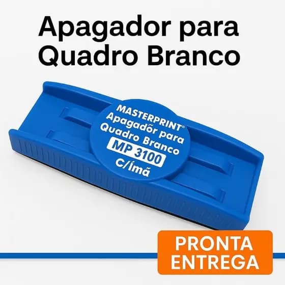 Apagador para Quadro Branco - MasterPrint - Com Imã e Suporte - Escola - Universidade - Escritório