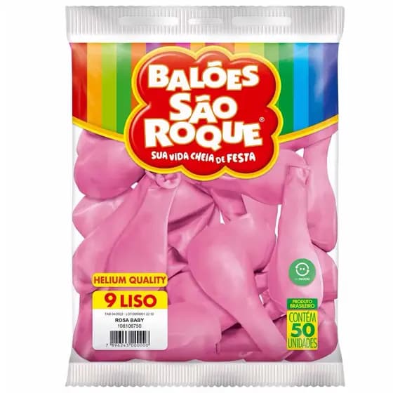 Balão Bexiga Nº 9 Polegadas Rosa Baby - 50 Unidades - Festa Infantil - Decoração - Aniversário