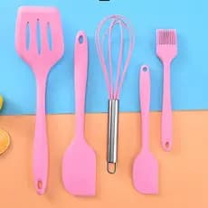 Kit 5 Peças Utensílios de Cozinha Silicone Colher Espátula Fue Espátula Pequena Pincel