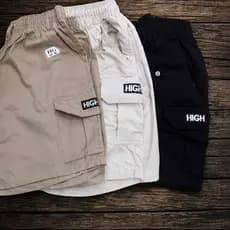 Kit 2 Short Masculino Adulto Cargo Brim Sarja Bolso Lateral