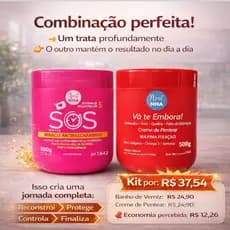 Kit Capilar Pós-Química 500g, 500g  SOS Antiemborrachamento Creme de Pentear Máxima Fixação  Reconstrução e Control