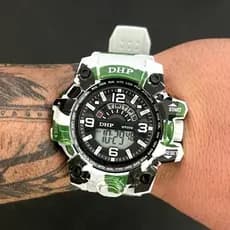 Rel贸gio Masculino DHP Digital 脌 Prova D'脕gua Cron么metro De Pulso Silicone Led Original Militar Esportivo