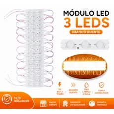1000 MÓDULOS DE LED 3 LEDS BRANCO QUENTE 7025 6500K 12V 1,5W