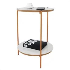 Mesa Lateral Redonda Estilo Industrial Pés de Ferro e Tampo MDF Para Sala Canto Sofá e Decoração
