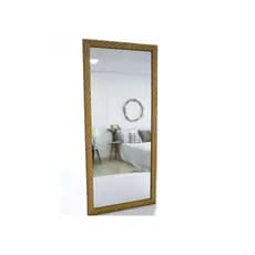 Espelho Com Moldura Na Cor Bege Para Pendurar Na Parede Sala Quarto Hall Lavabo Banheiro Metade Do Corpo