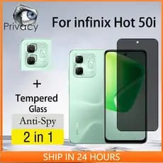 2 Em 1 Película Privacidade infinix Hot 50i Tela Anti-Espionagem De Vidro Para 50 50i Note 50 Pro Plus 40 Smart 10 9 8