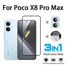 Película Protetora De Tela De Vidro Temperado 3 Em 1 Poco X8 Pro Max Protetor De Lente De Câmera Para C85 C75 C71 F7 X7