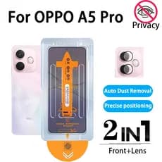Película De Privacidade Anti-Espião 2 Em 1 OPPO A5 Pro 5G Protetor De Tela De Vidro Temperado Com Um Clique