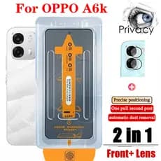 OPPO A6K 4G 2 Em 1 Filme De Privacidade Protetor De Tela De Vidro Temperado Com Um Clique Para Reno 15 14 15F 14F A5 A6